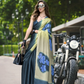 Buy Blue Satin Silk Sarees Online-STORI