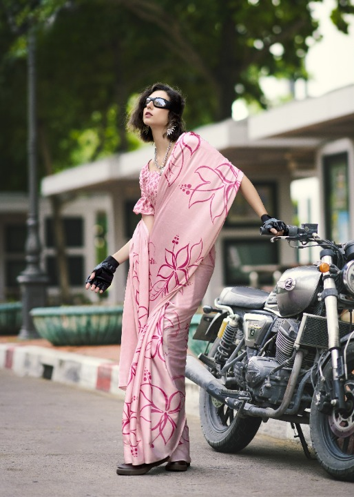 Buy Pink Satin Silk Sarees Online-STORI