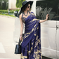 Buy Blue Satin Silk Sarees Online-STORI