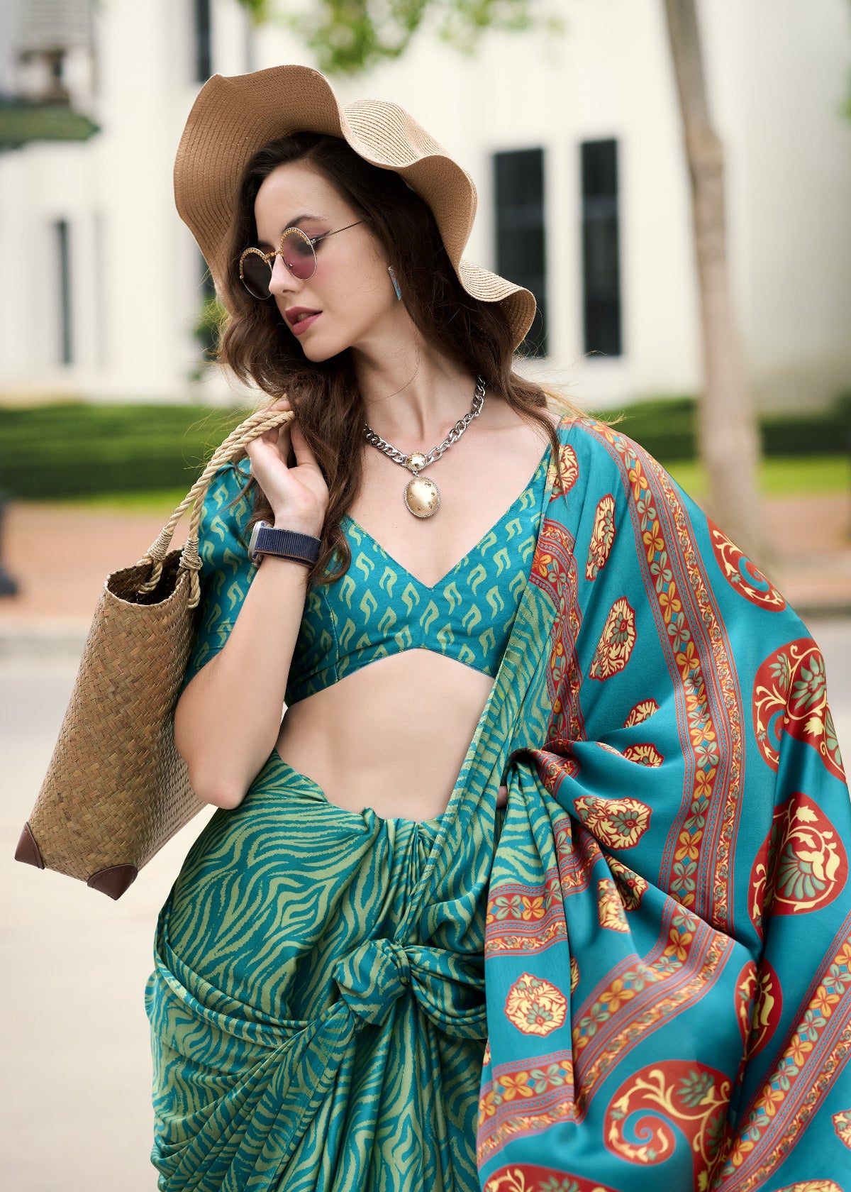 Buy Green Satin Silk Sarees Online-STORI