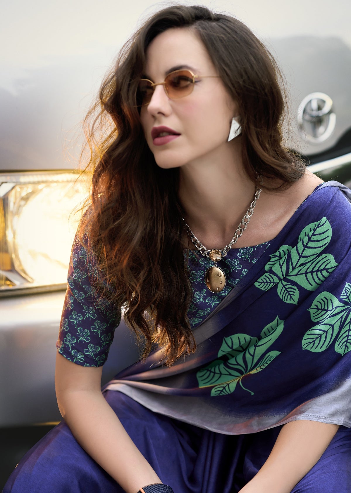 Buy Blue Satin Silk Sarees Online-STORI