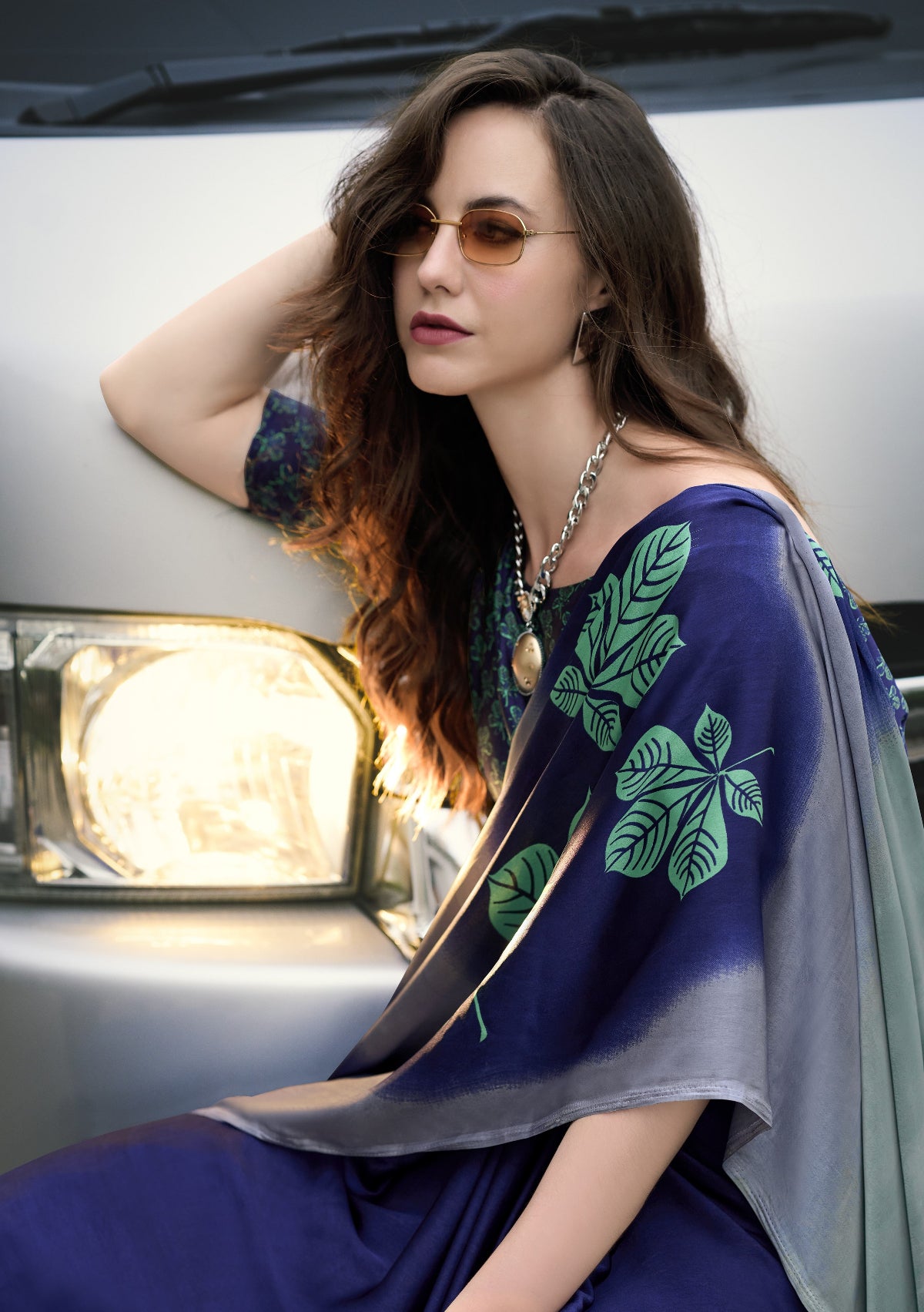 Buy Blue Satin Silk Sarees Online-STORI