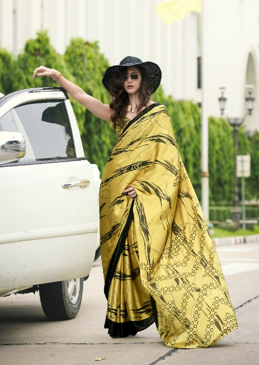 Buy Yellow Satin Silk Sarees Online-STORI
