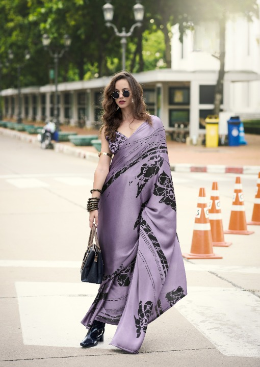 Buy Mauve Satin Silk Sarees Online-STORI