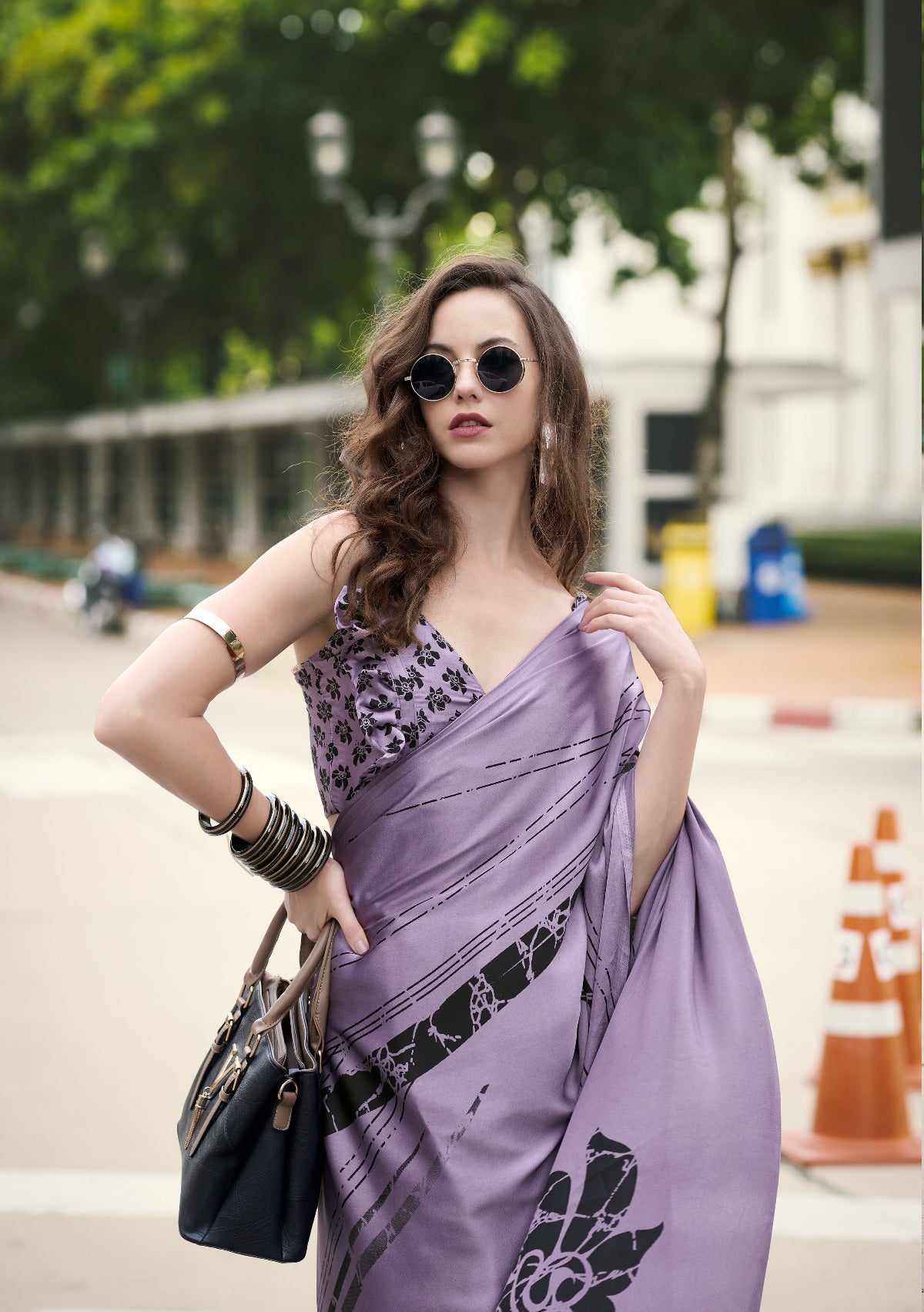 Buy Mauve Satin Silk Sarees Online-STORI
