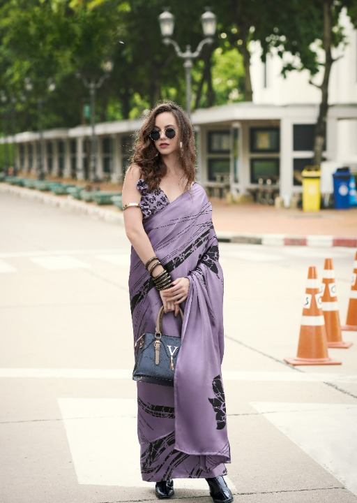 Buy Mauve Satin Silk Sarees Online-STORI