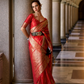 Bridal Red Woven Satin Silk Saree