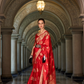 Bridal Red Woven Satin Silk Saree