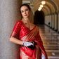 Bridal Red Woven Satin Silk Saree