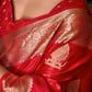 Bridal Red Woven Satin Silk Saree