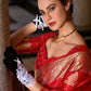 Bridal Red Woven Satin Silk Saree