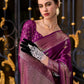 Eggplant Purple Woven Satin Silk Banarasi Saree