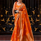 County Orange Woven Satin Silk Banarasi Saree