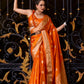 County Orange Woven Satin Silk Banarasi Saree