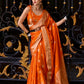 County Orange Woven Satin Silk Banarasi Saree
