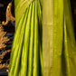 Lime Green Woven Satin Silk Banarasi Saree