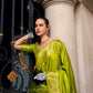 Lime Green Woven Satin Silk Banarasi Saree