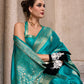 Rama Green Woven Satin Silk Banarasi Saree