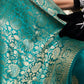 Rama Green Woven Satin Silk Banarasi Saree
