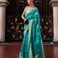 Rama Green Woven Satin Silk Banarasi Saree