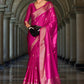 Hot Pink Woven Satin Silk Banarasi Saree
