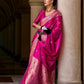 Hot Pink Woven Satin Silk Banarasi Saree
