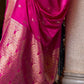 Hot Pink Woven Satin Silk Banarasi Saree