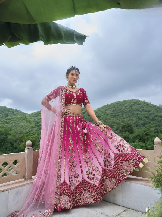 Rani Pink Heavy Embroidered Lehenga