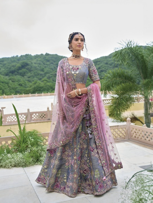 Buy Grey Lehenga In Online-STORI