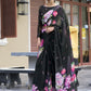 Shop Black Floral Georgette Pure Silk Sarees at STORI