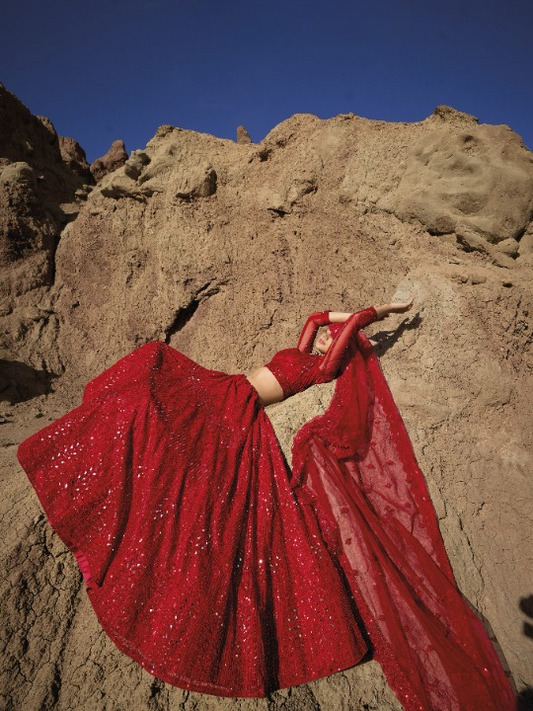 Buy Red Lehenga In Online-STORI