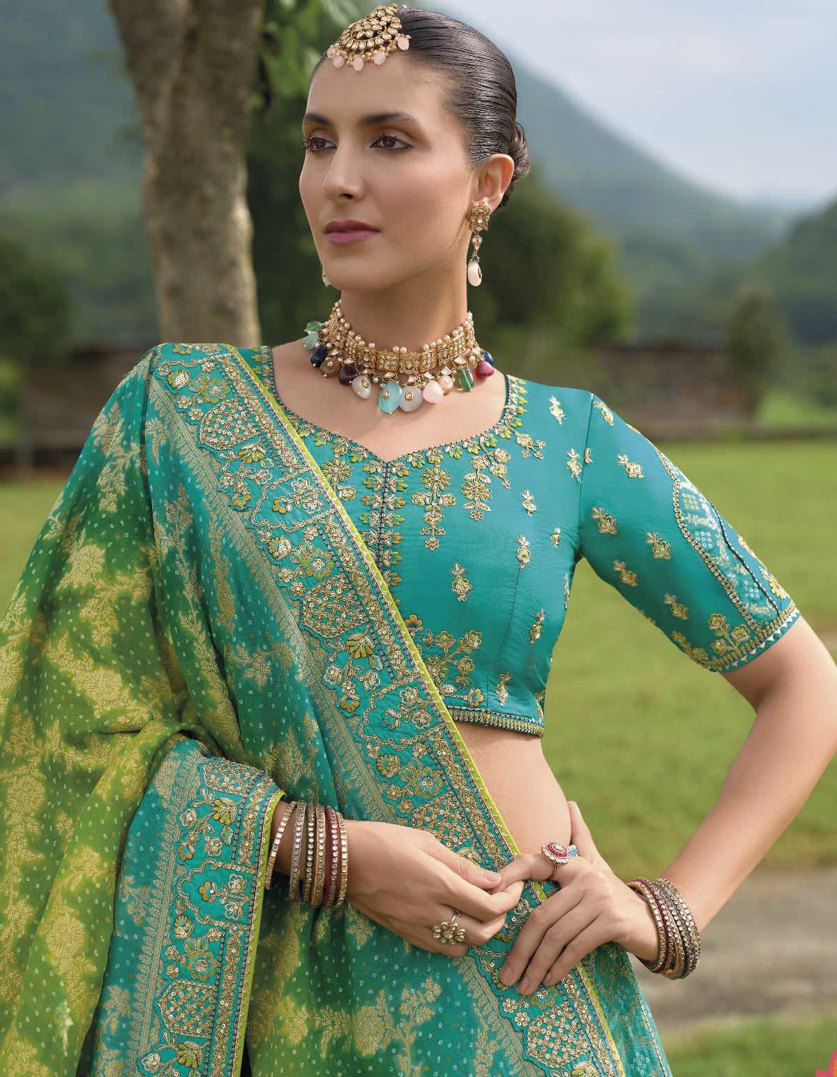 Buy Green Lehenga Online -STORI