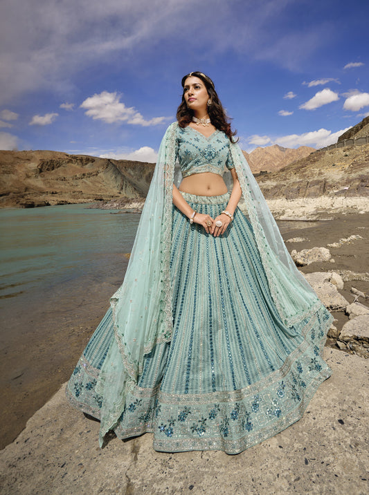 Buy Blue Lehenga In Online-STORI