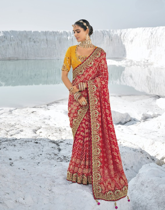 Buy Red Georgette Silk Saree Online-STORI