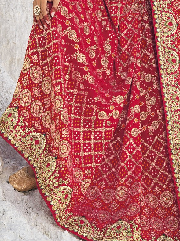 Buy Red Georgette Silk Saree Online-STORI