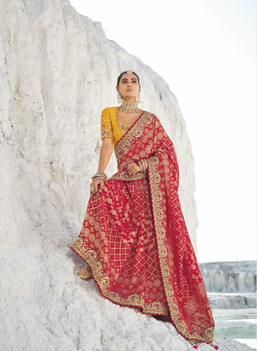 Buy Red Georgette Silk Saree Online-STORI