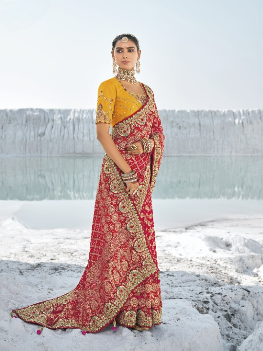 Buy Red Georgette Silk Saree Online-STORI