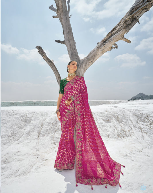 Buy Pink Pure Silk Saree Online-STORI