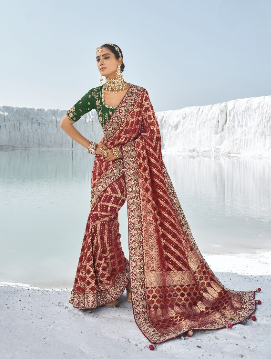 Buy Maroon Bridal Silk Saree Online-STORI