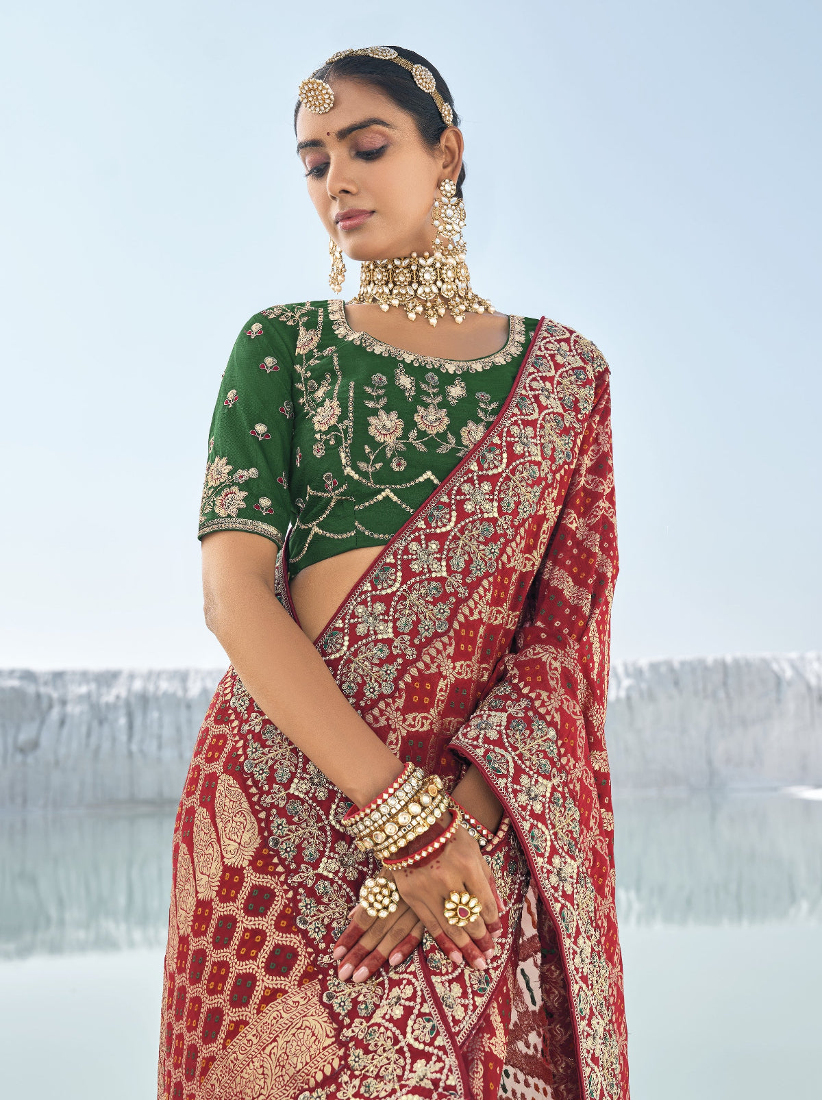 Buy Maroon Bridal Silk Saree Online-STORI