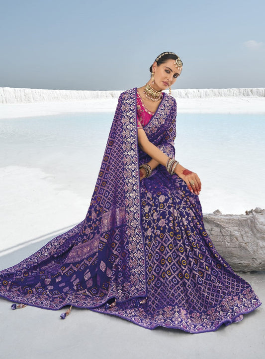 Shop Purple Silk Saree Online- STORI