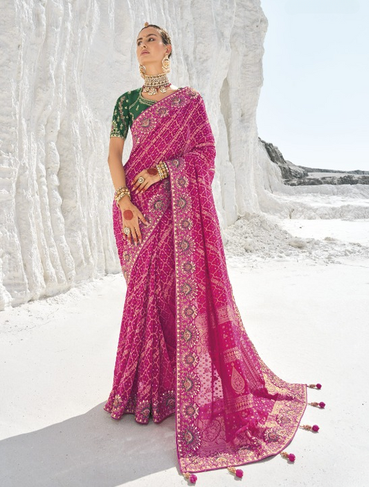 Shop Pink Bridal Silk Saree Online-STORI
