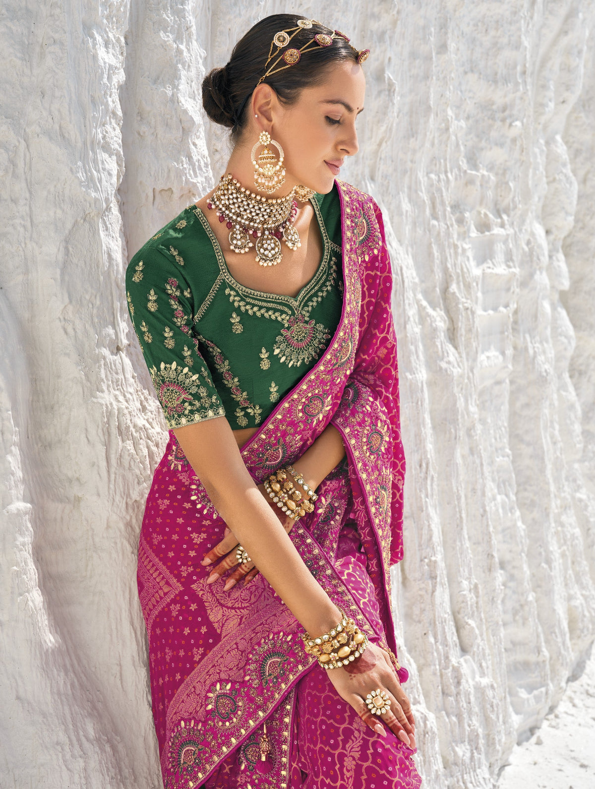 Shop Pink Bridal Silk Saree Online-STORI
