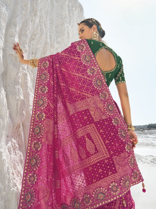 Shop Pink Bridal Silk Saree Online-STORI