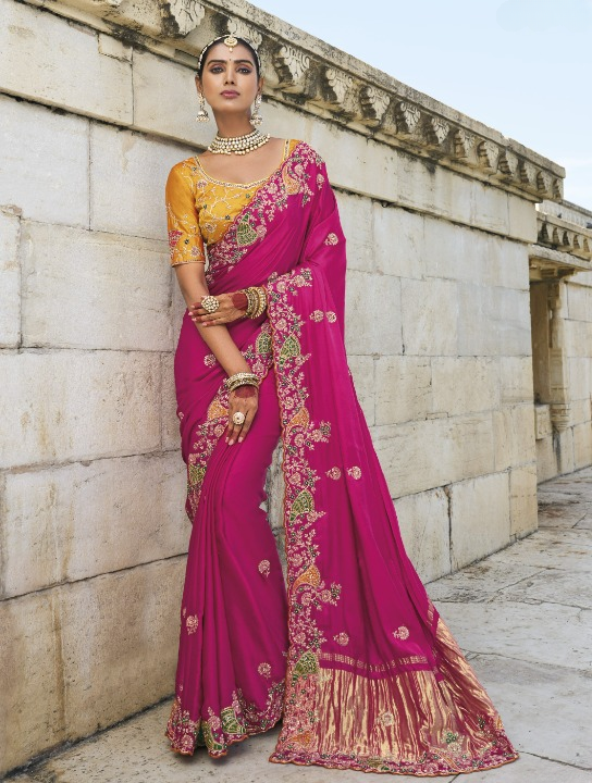 Shop Pink Banarasi Silk Saree Online-STORI