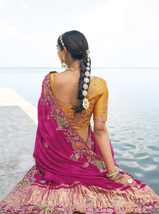 Shop Pink Banarasi Silk Saree Online-STORI