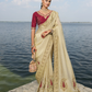 Buy Cream Banarasi Silk Saree Online- STORI