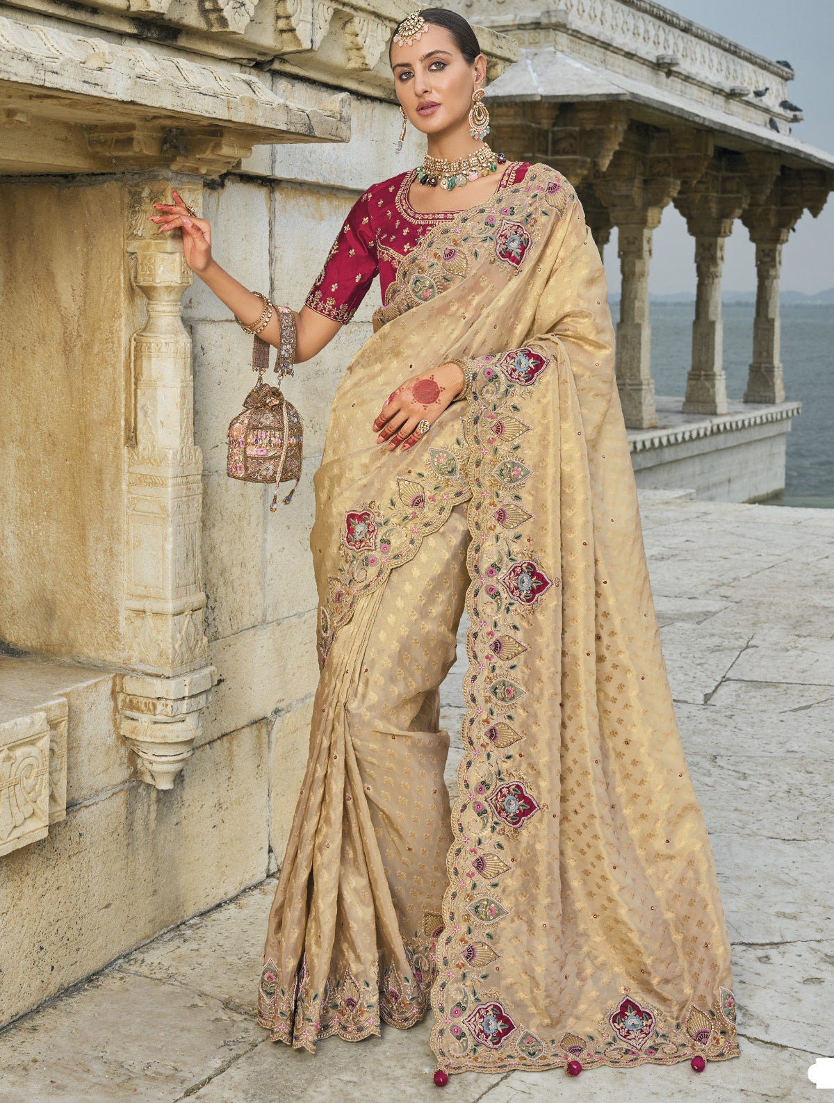 Shop Brown Banarasi Silk Saree Online-STORI