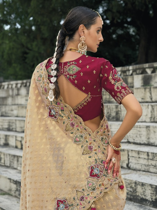 Shop Brown Banarasi Silk Saree Online-STORI