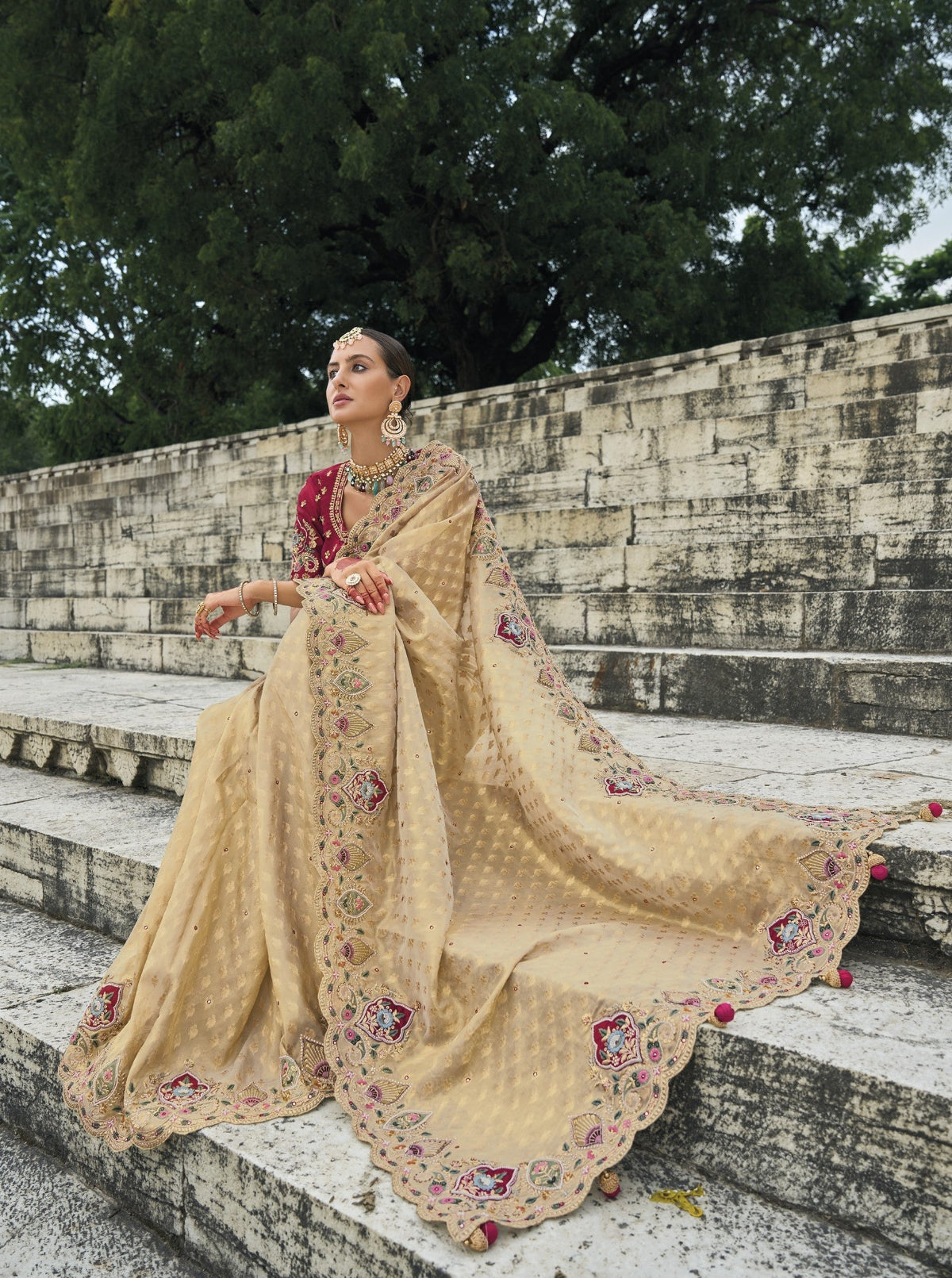 Shop Brown Banarasi Silk Saree Online-STORI